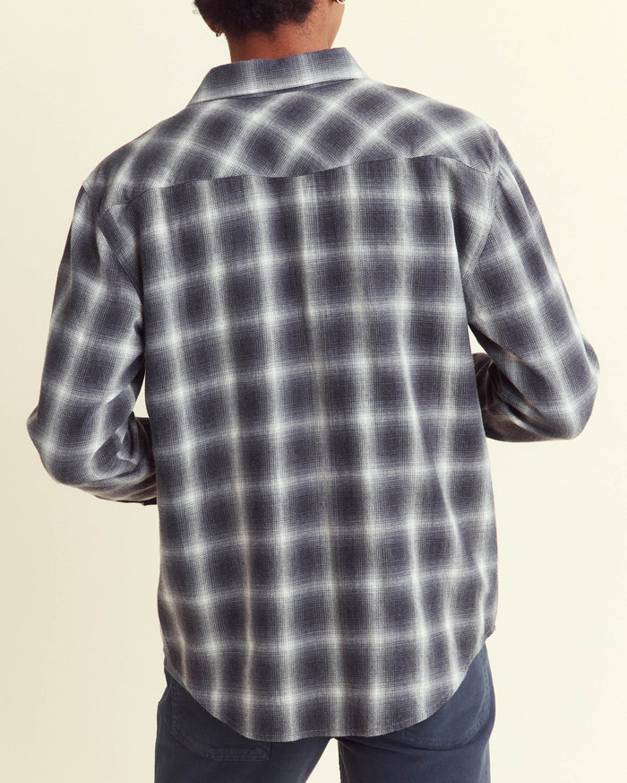 Brushed Shadow Plaid Western Shirt in Grey/Natural