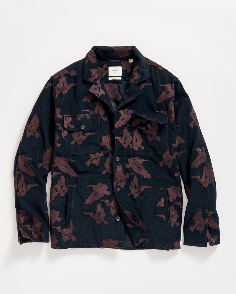 Andres Embroidered Overshirt in Black/Brown