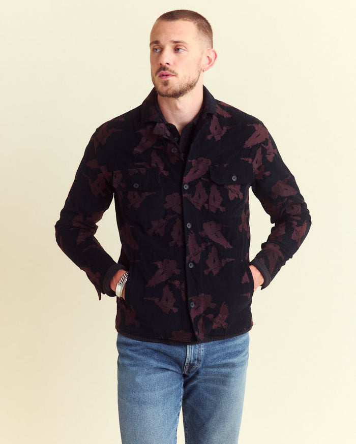 Andres Embroidered Overshirt in Black/Brown