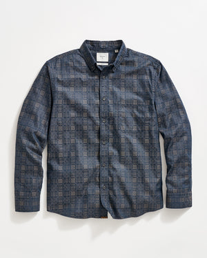 TAPESTRY JACQUARD TUSCUMBIA SHIRT BUTTON DOWN in CARBON BLUE