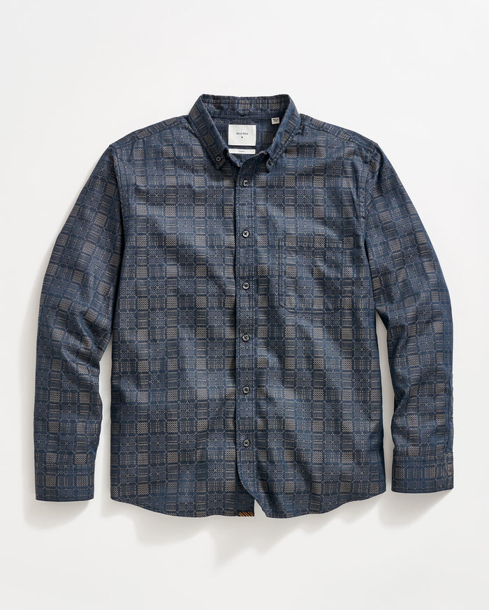 TAPESTRY JACQUARD TUSCUMBIA SHIRT BUTTON DOWN in CARBON BLUE