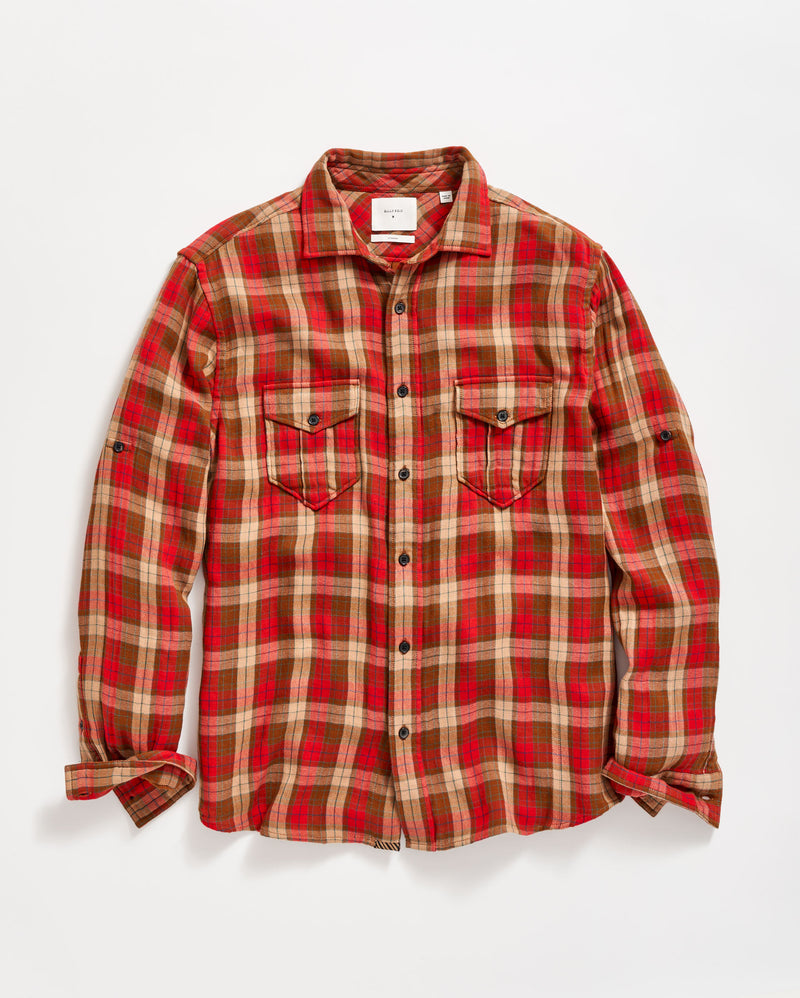 Double Face Plaid Scout Shirt in Billy's Brown Multi