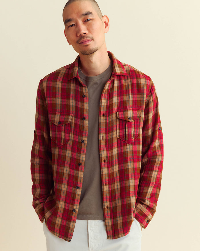 Double Face Plaid Scout Shirt in Billy's Brown Multi