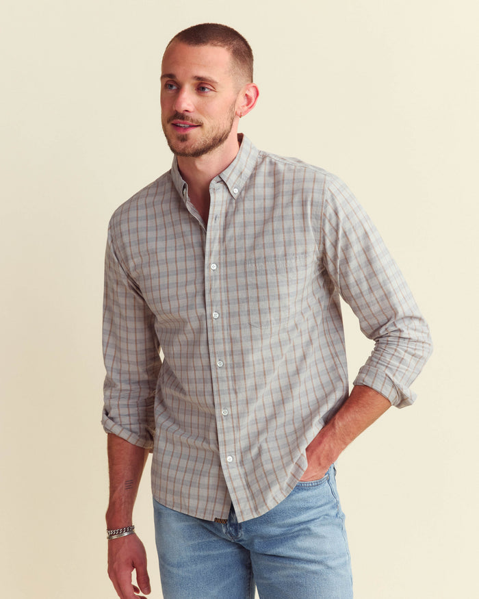 STRIPE BASKET WEAVE PLAID TUSCUMBIA SHIRT BUTTON-DOWN	SILVER MULTI