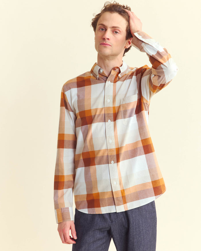 LARGE SCALE PLAID TUSCUMBIA SHIRT BUTTON-DOWN - BROWN MULTI