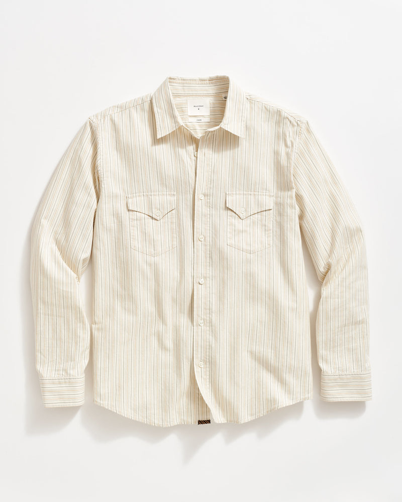 Stripe Oxford Western Shirt in Tinted White