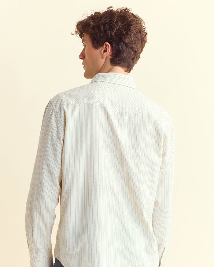 Stripe Oxford Western Shirt in Tinted White