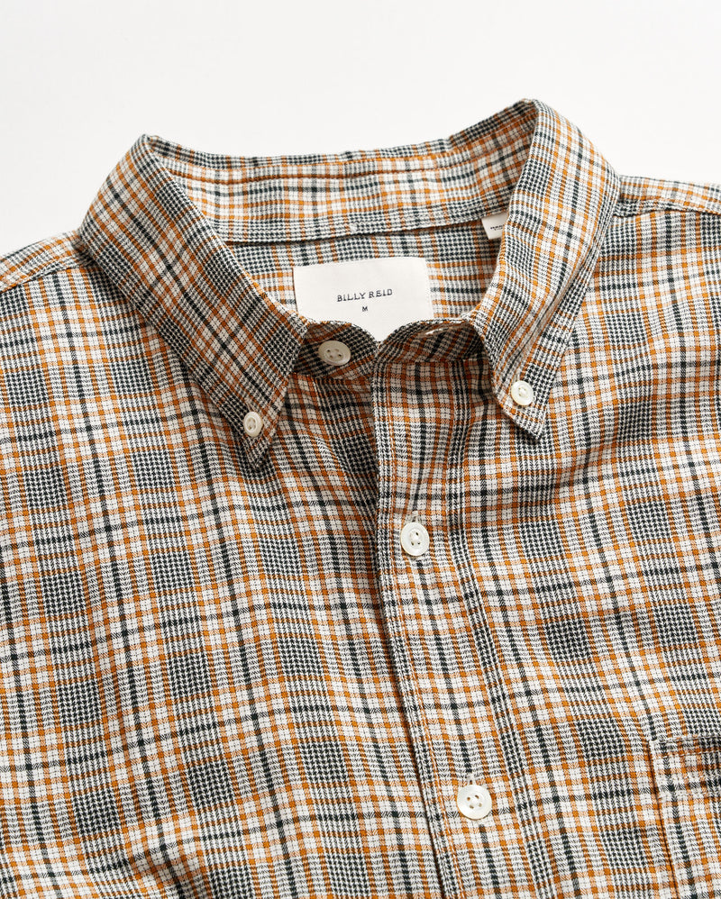 Micro-Herringbone Plaid Tuscumbia Shirt Button Down in Scarab/Barley