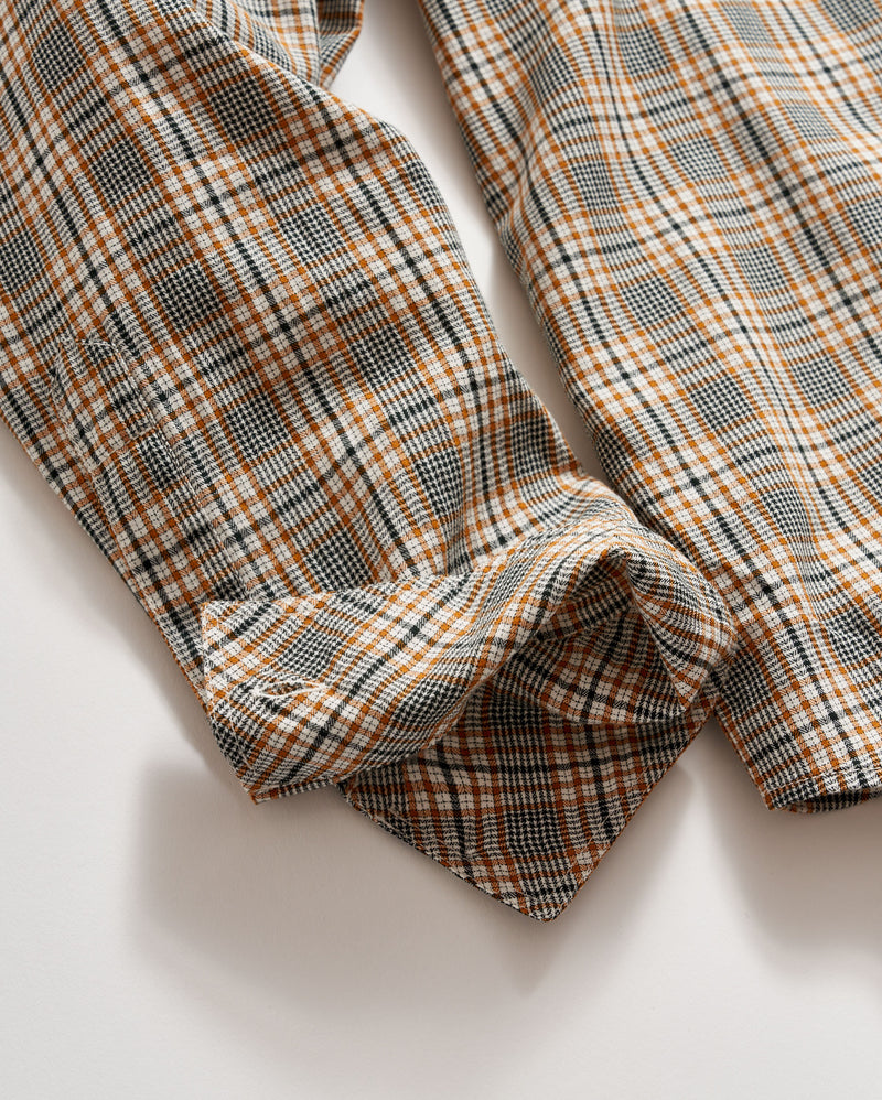 Micro-Herringbone Plaid Tuscumbia Shirt Button Down in Scarab/Barley