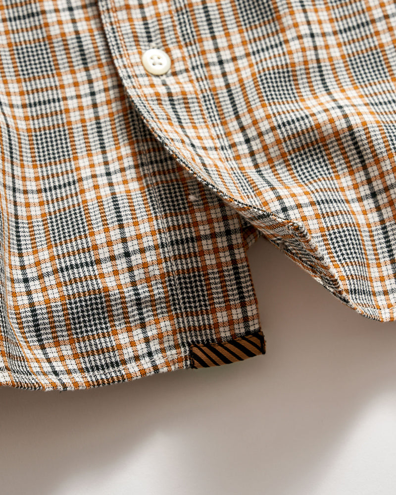 Micro-Herringbone Plaid Tuscumbia Shirt Button Down in Scarab/Barley