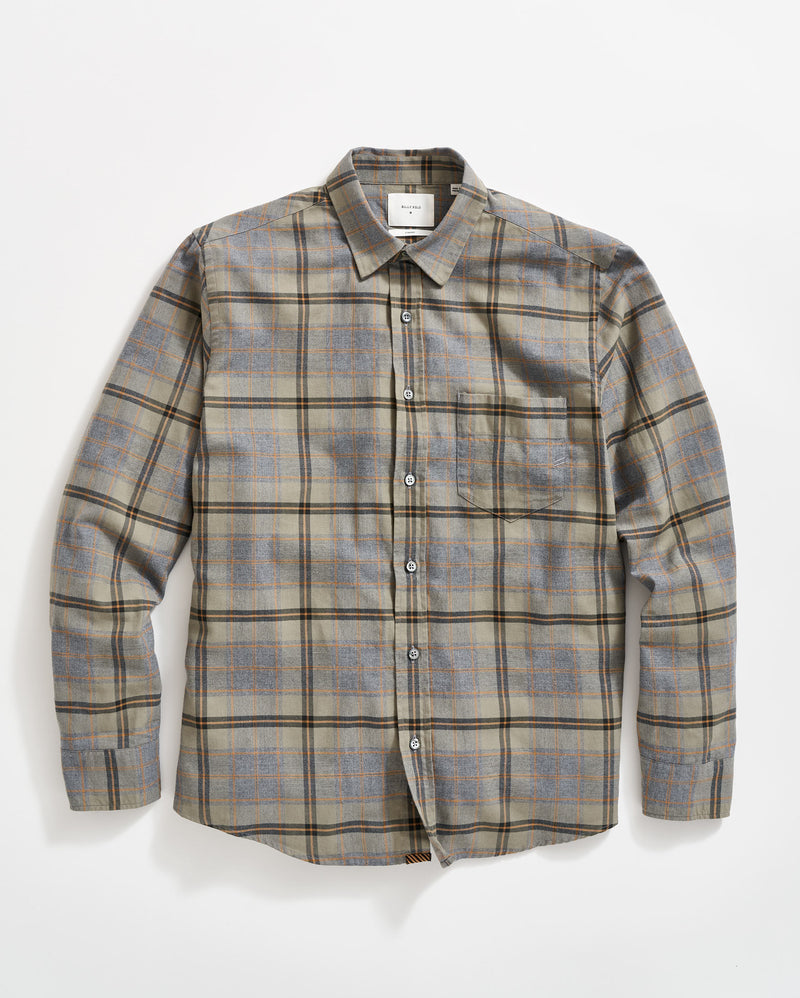 Melange Large Scale Plaid Cypress Shirt in Grey Melange