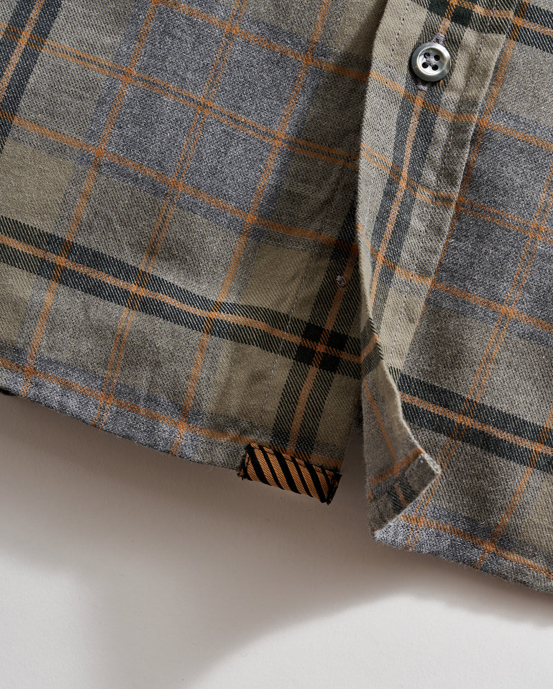 Melange Large Scale Plaid Cypress Shirt in Grey Melange