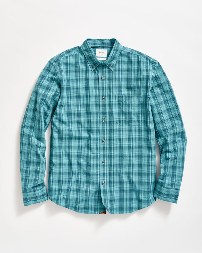 Shadow Plaid Tuscumbia Shirt Button Down in Nile Blue Multi