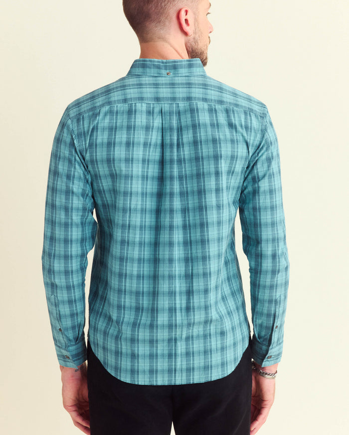 Shadow Plaid Tuscumbia Shirt Button Down in Nile Blue Multi