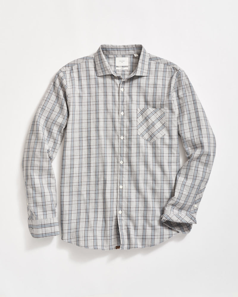 Melange Plaid John T Shirt in Light Grey Melange