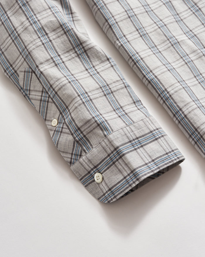 Melange Plaid John T Shirt in Light Grey Melange