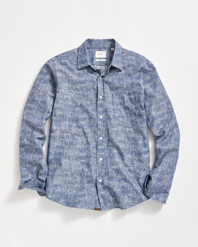 Melange Shrimp Boat Cypress Shirt in Dark Denim