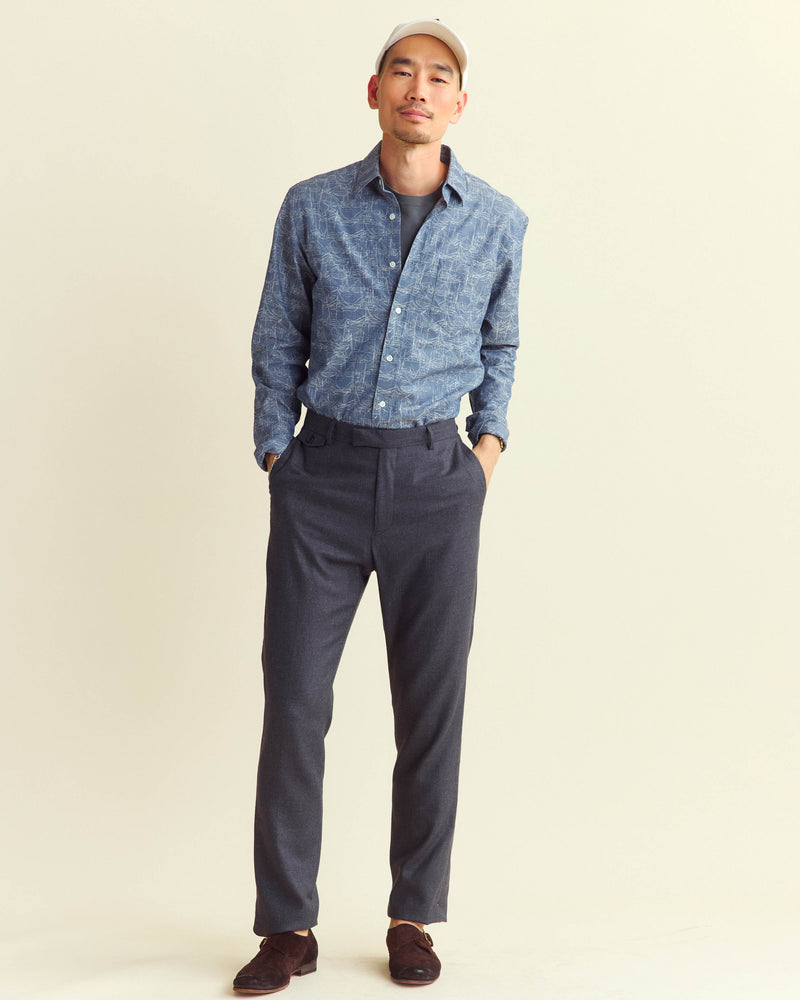 Melange Shrimp Boat Cypress Shirt in Dark Denim