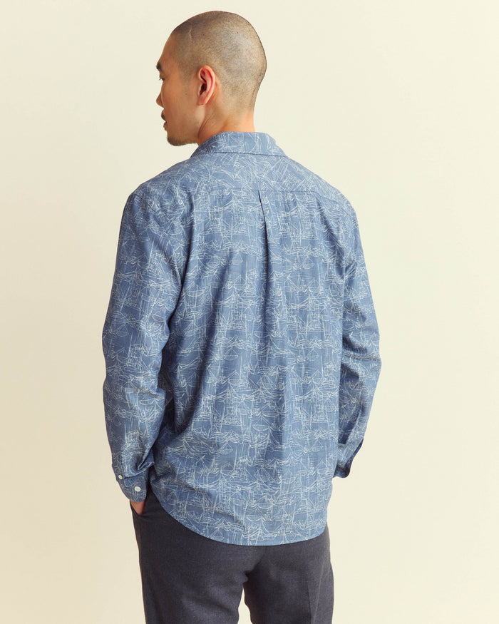 Melange Shrimp Boat Cypress Shirt in Dark Denim