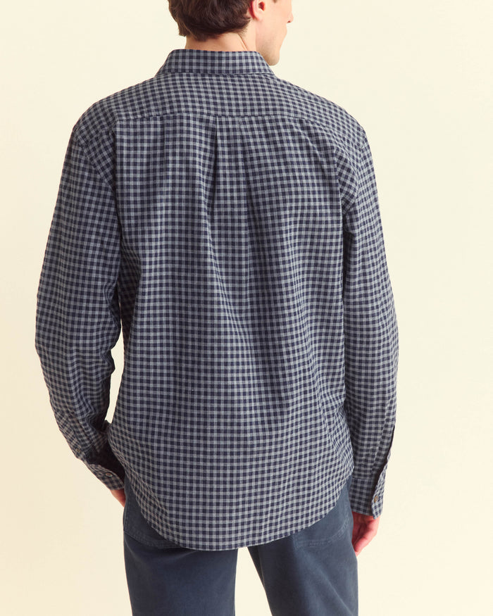 Plaid Check Hutcheson Sport Shirt in Navy/Grey