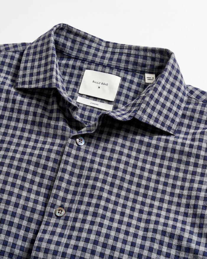 Plaid Check Hutcheson Sport Shirt in Navy/Grey