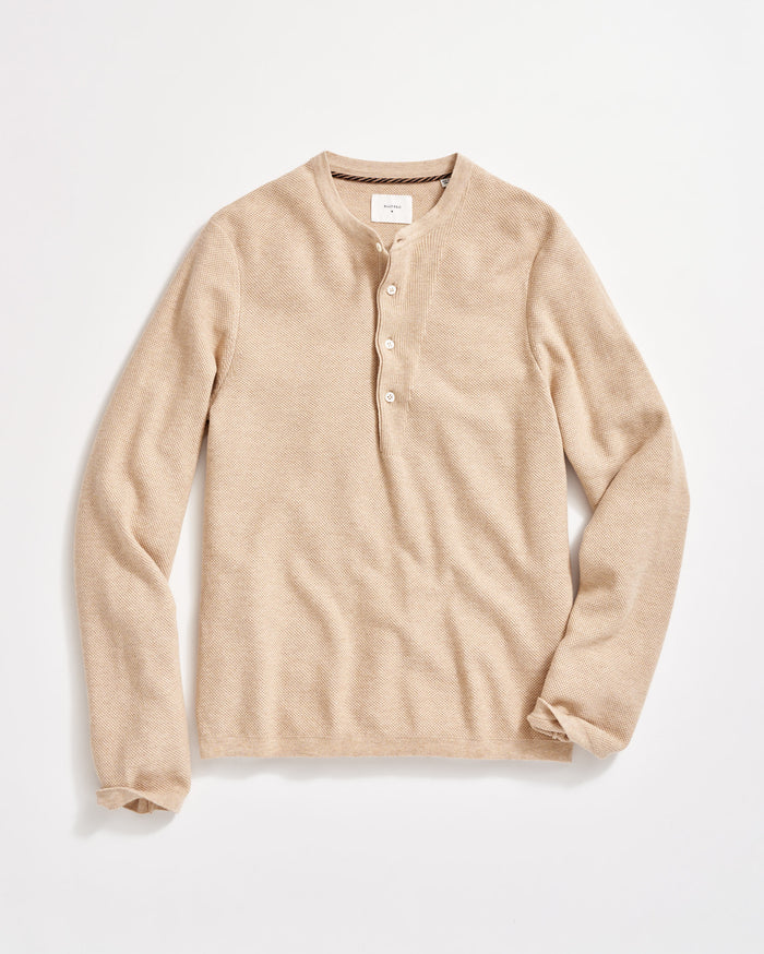 Pique Louis Henley Sweater in Java Melange