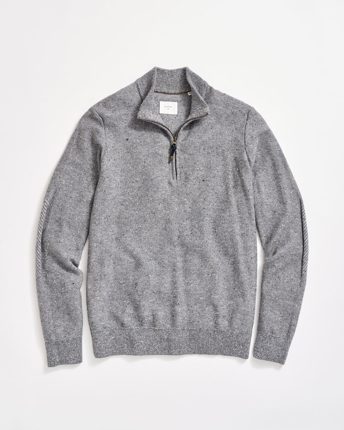 Birdseye Half Zip in Grey Melange