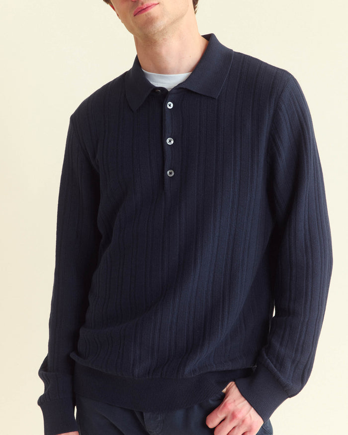 Long-Sleeve Tailored Sweater Polo