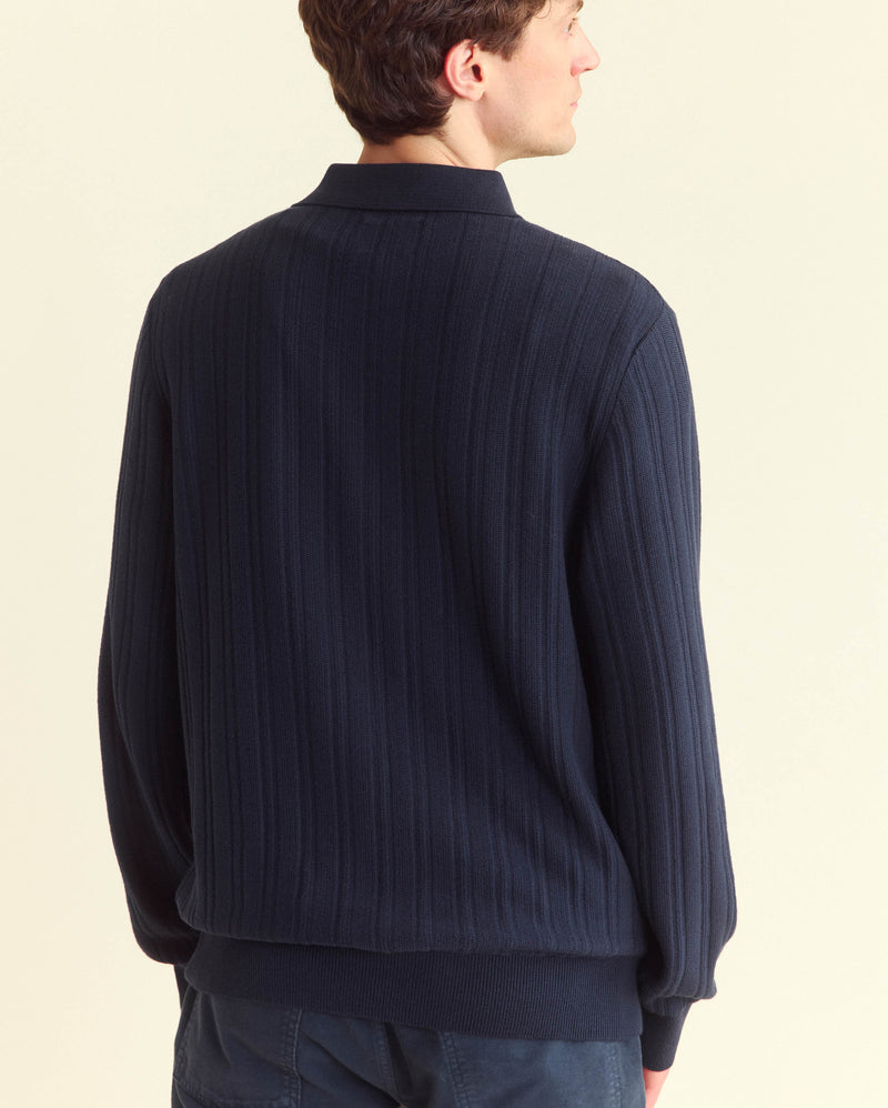 Long-Sleeve Tailored Sweater Polo