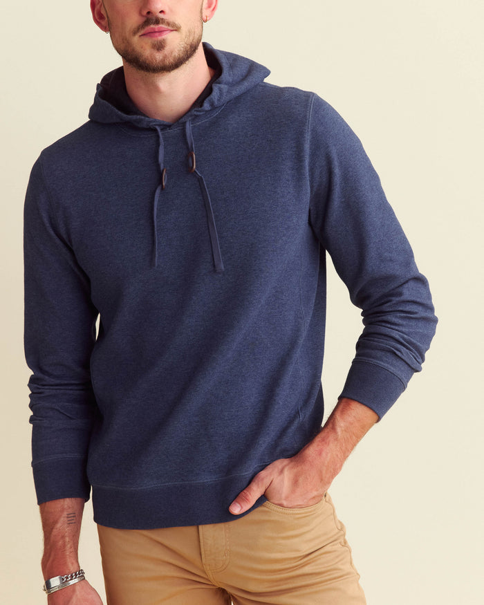 Rib Hoodie Pullover in Denim Blue