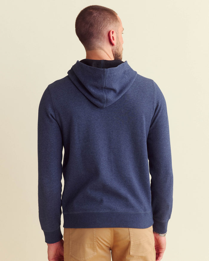 Rib Hoodie Pullover in Denim Blue