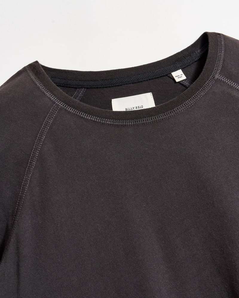 LONG-SLEEVE SUEDED COTTON CREW	BLACK