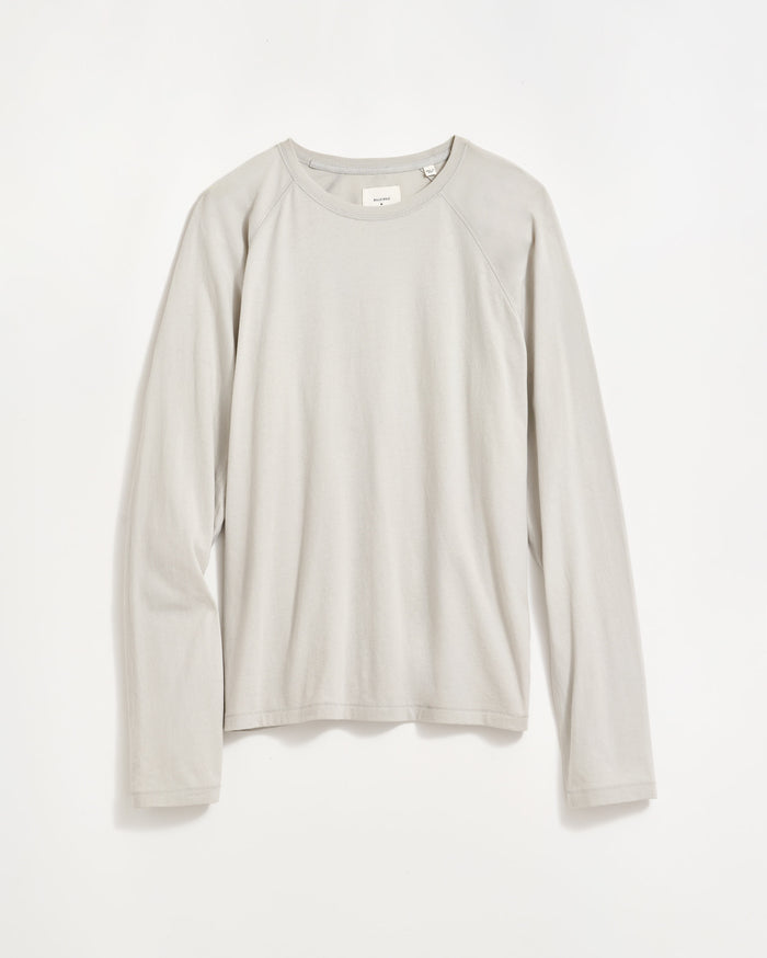 Long Sleeve Sueded Cotton Crew in Silver