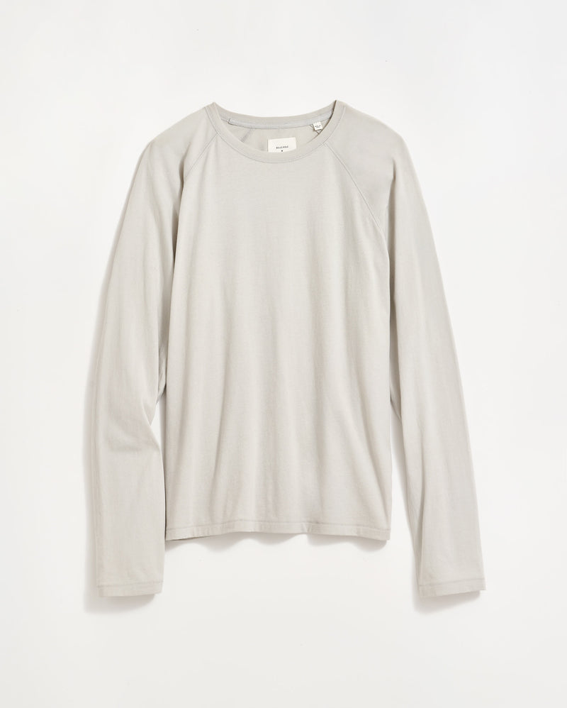 Long Sleeve Sueded Cotton Crew in Silver