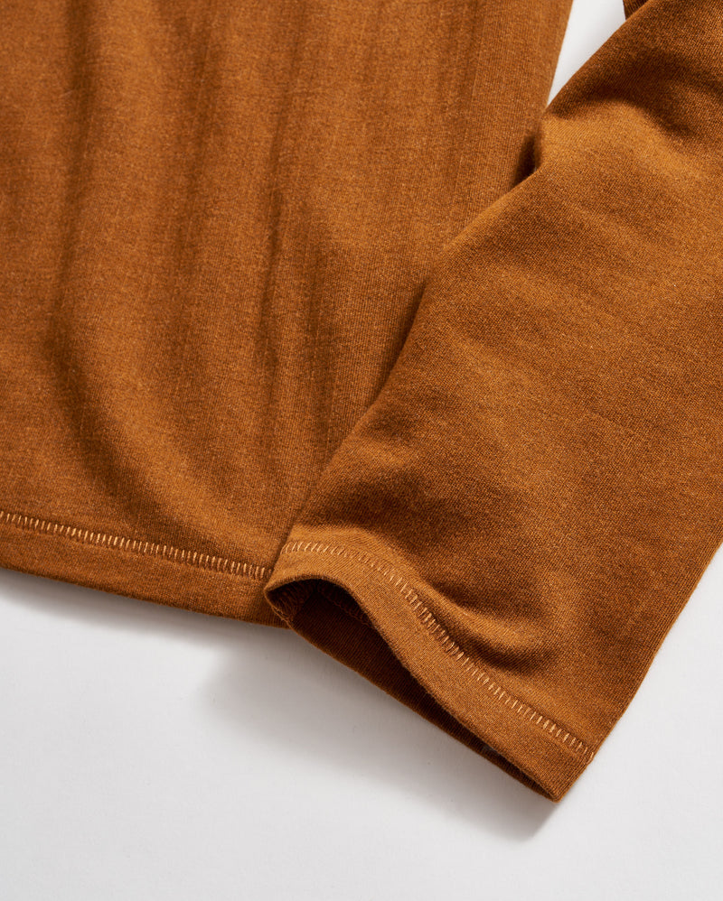 Long Sleeve Herringbone Polo in Billy's Brown