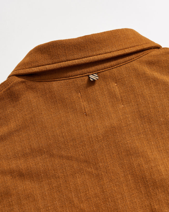 Long Sleeve Herringbone Polo in Billy's Brown