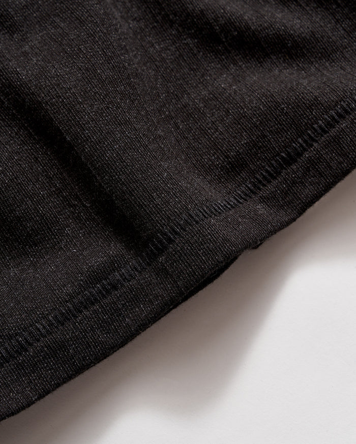 Long Sleeve Herringbone Polo in Black