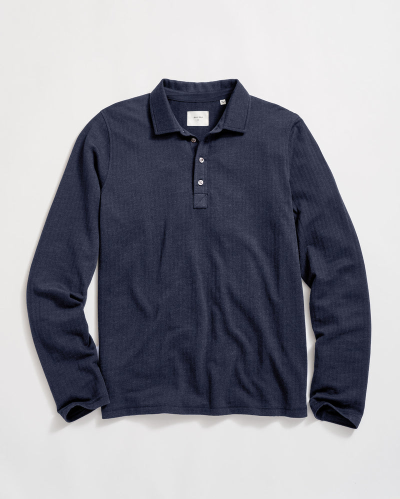 Long Sleeve Herringbone Polo