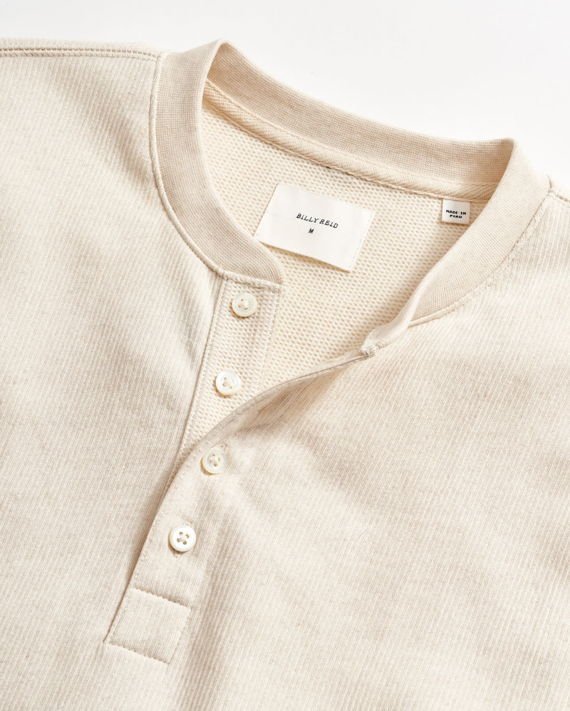 Long Sleeve French Terry Henley in Oatmeal