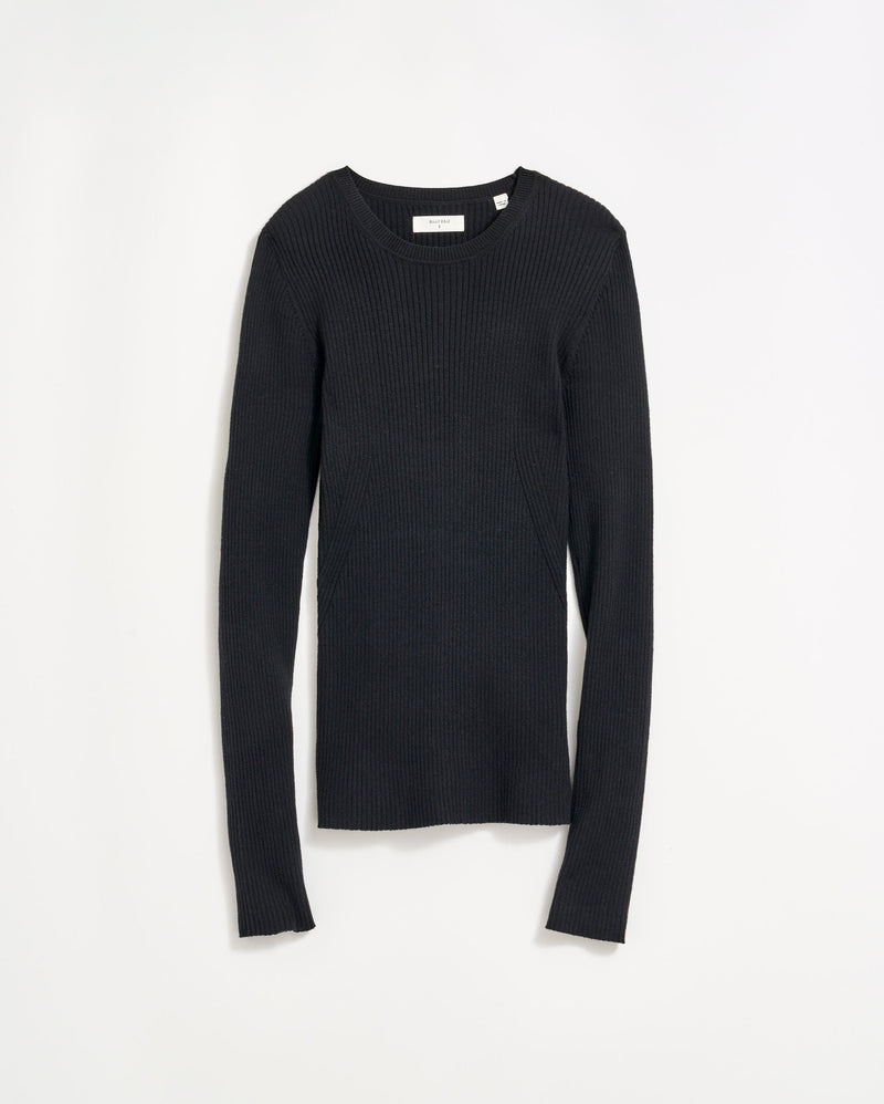 Long Sleeve Rib Crew in Black