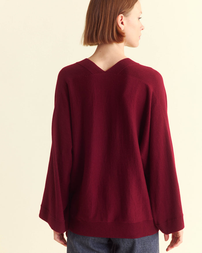 Wool Cashmere V Neck Dolman