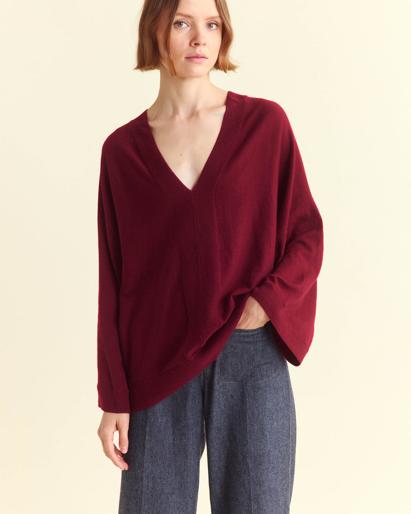 Wool Cashmere V Neck Dolman