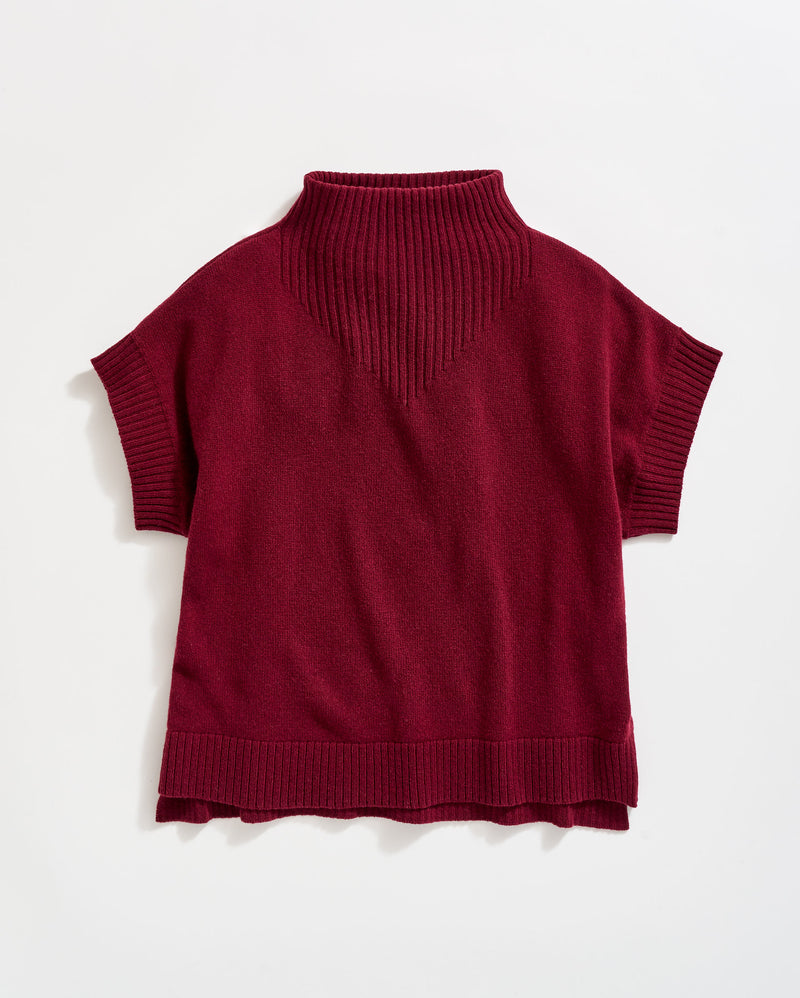 Funnel Shell Sweater in Maroon