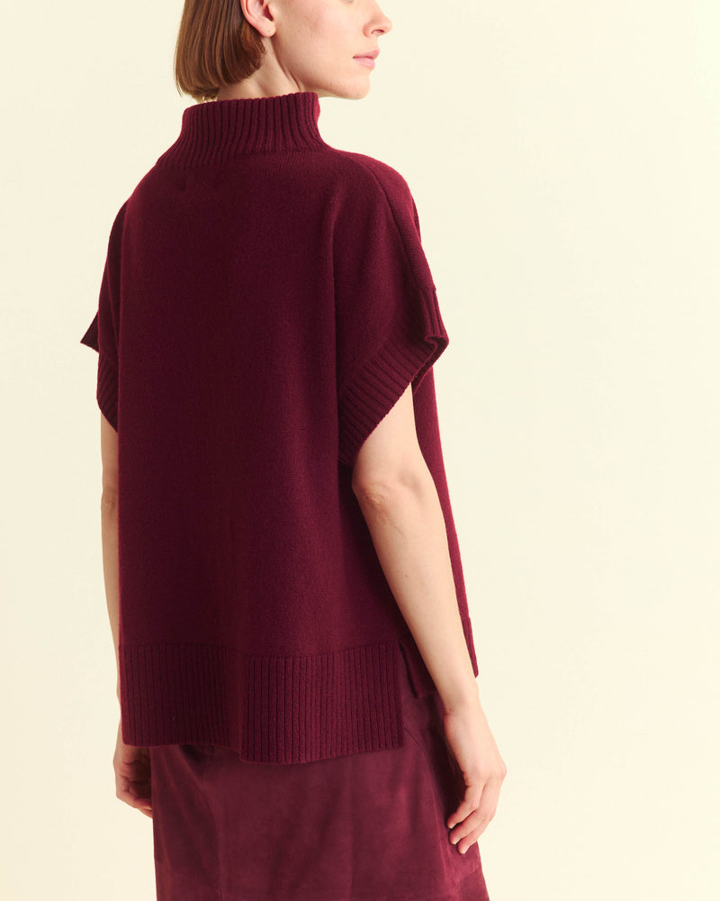 Funnel Shell Sweater in Maroon