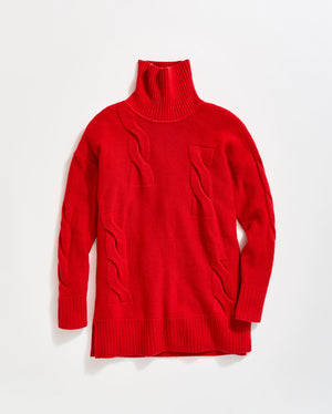 Fading Cable Sweater in Holiday Red