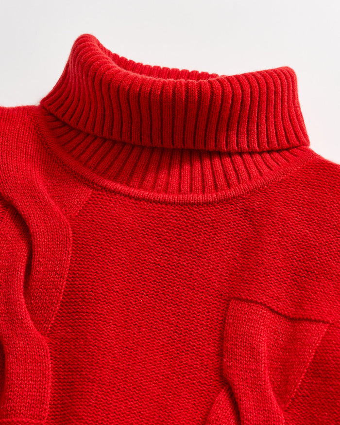 Fading Cable Sweater in Holiday Red