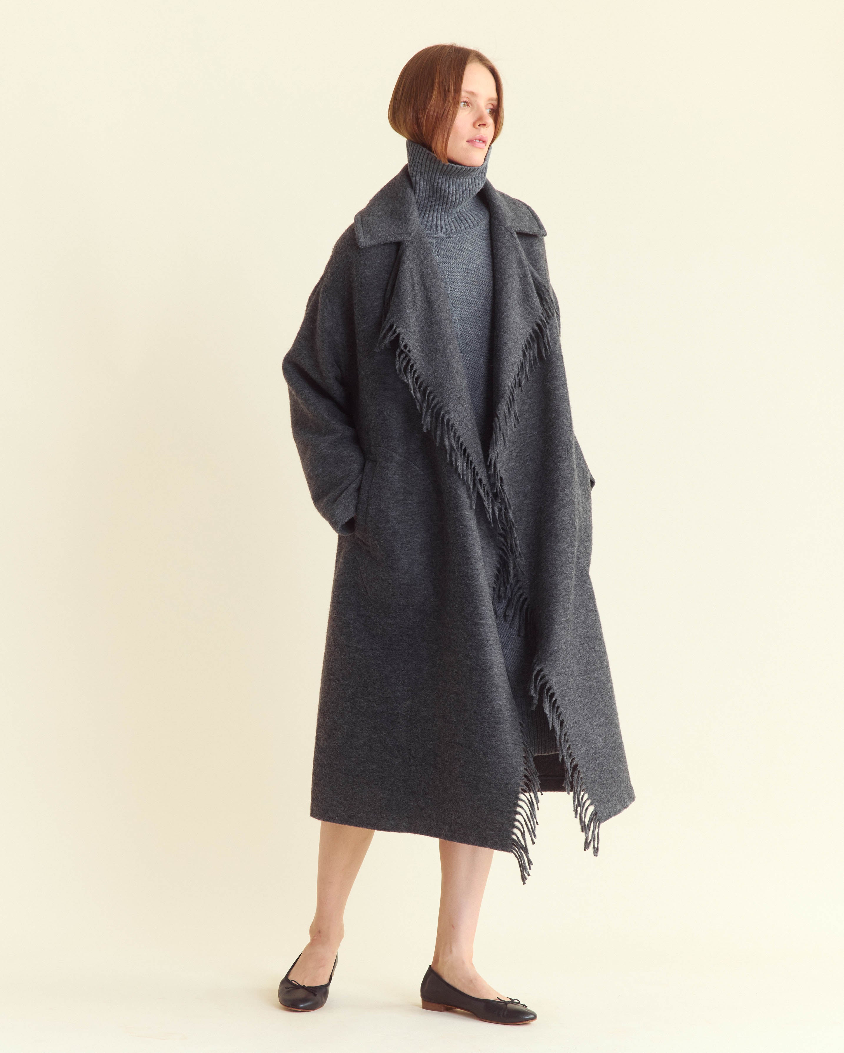 Charcoal long coat online