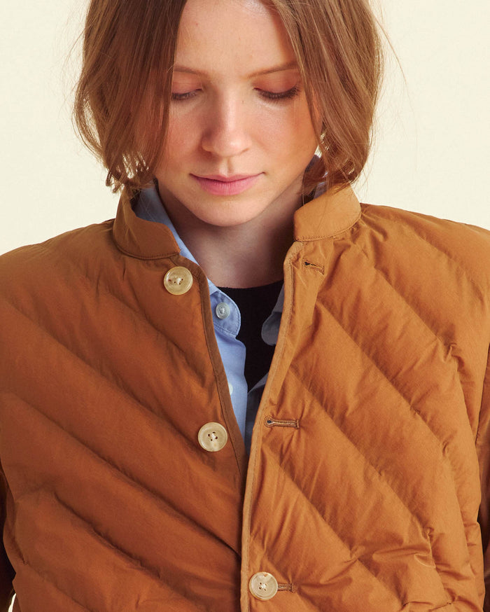 Bias Quilted Jacket in Chocolate