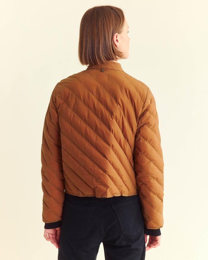 Bias Quilted Jacket in Chocolate