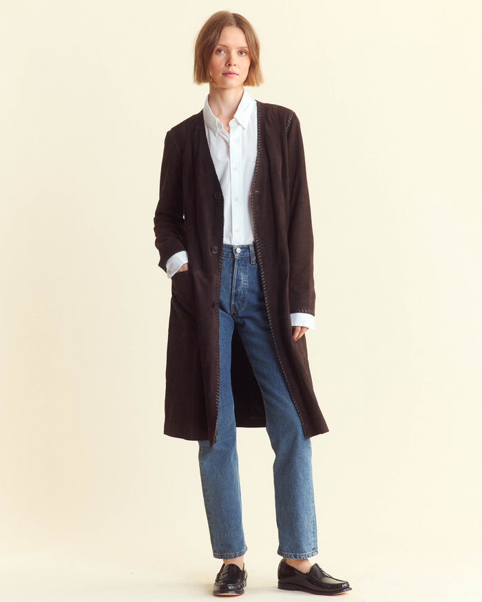 Suede Whip Stitch Coat